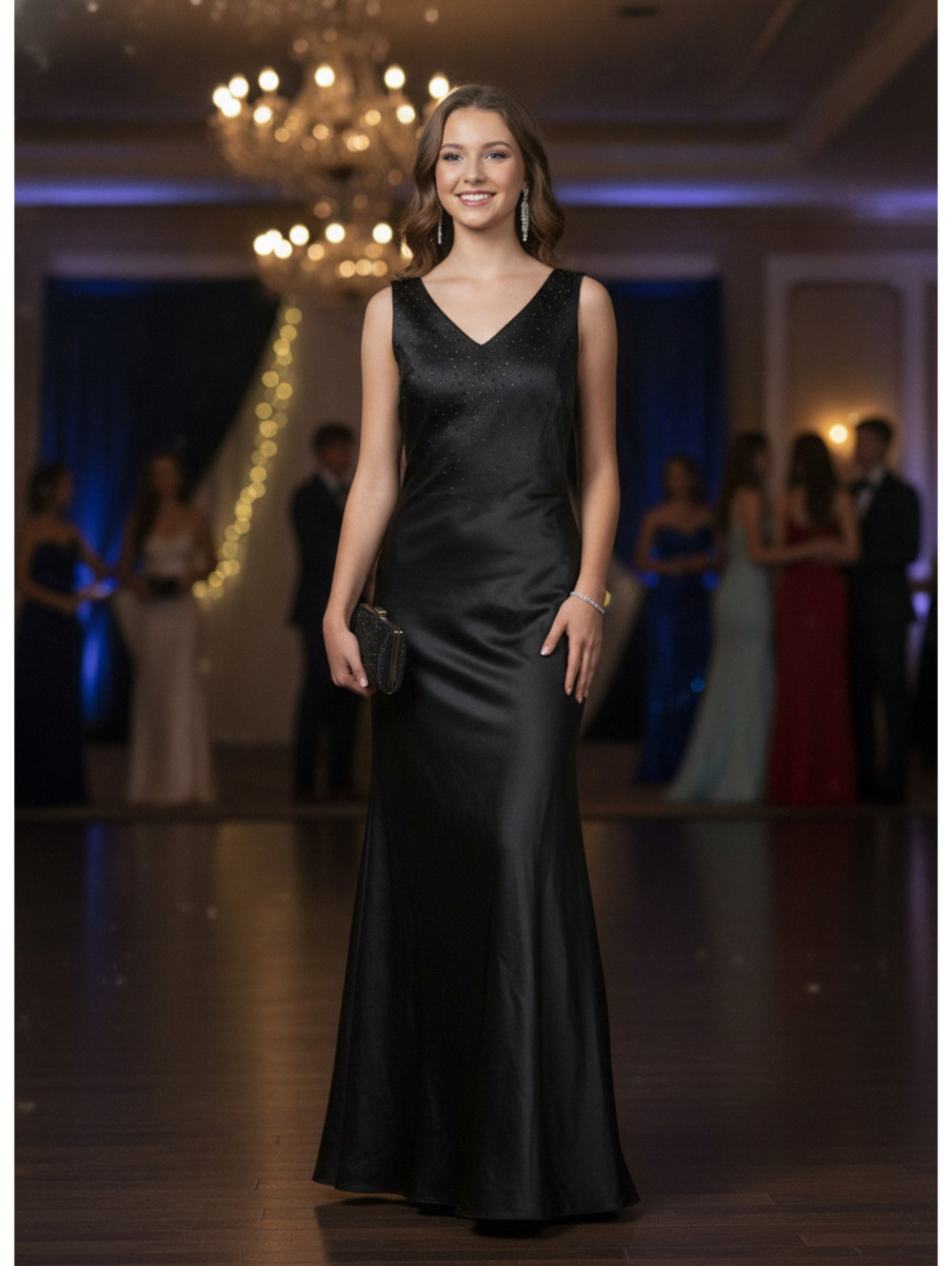 Amanda Smith vintage y2k rhinestone embellished satin Black prom whimsigoth 12